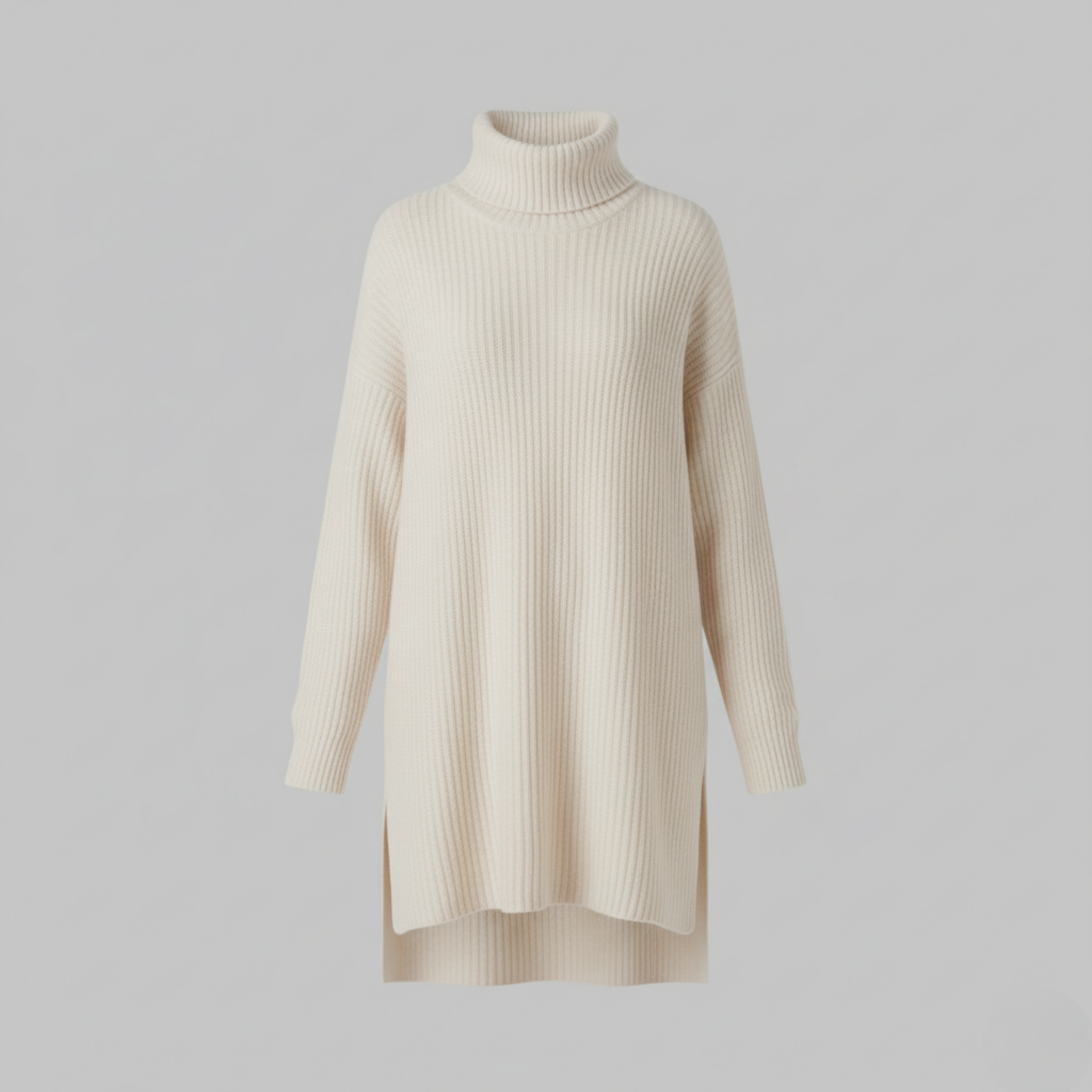 Calien & Carmel Long Balıkçı Yaka Beyaz Kazak