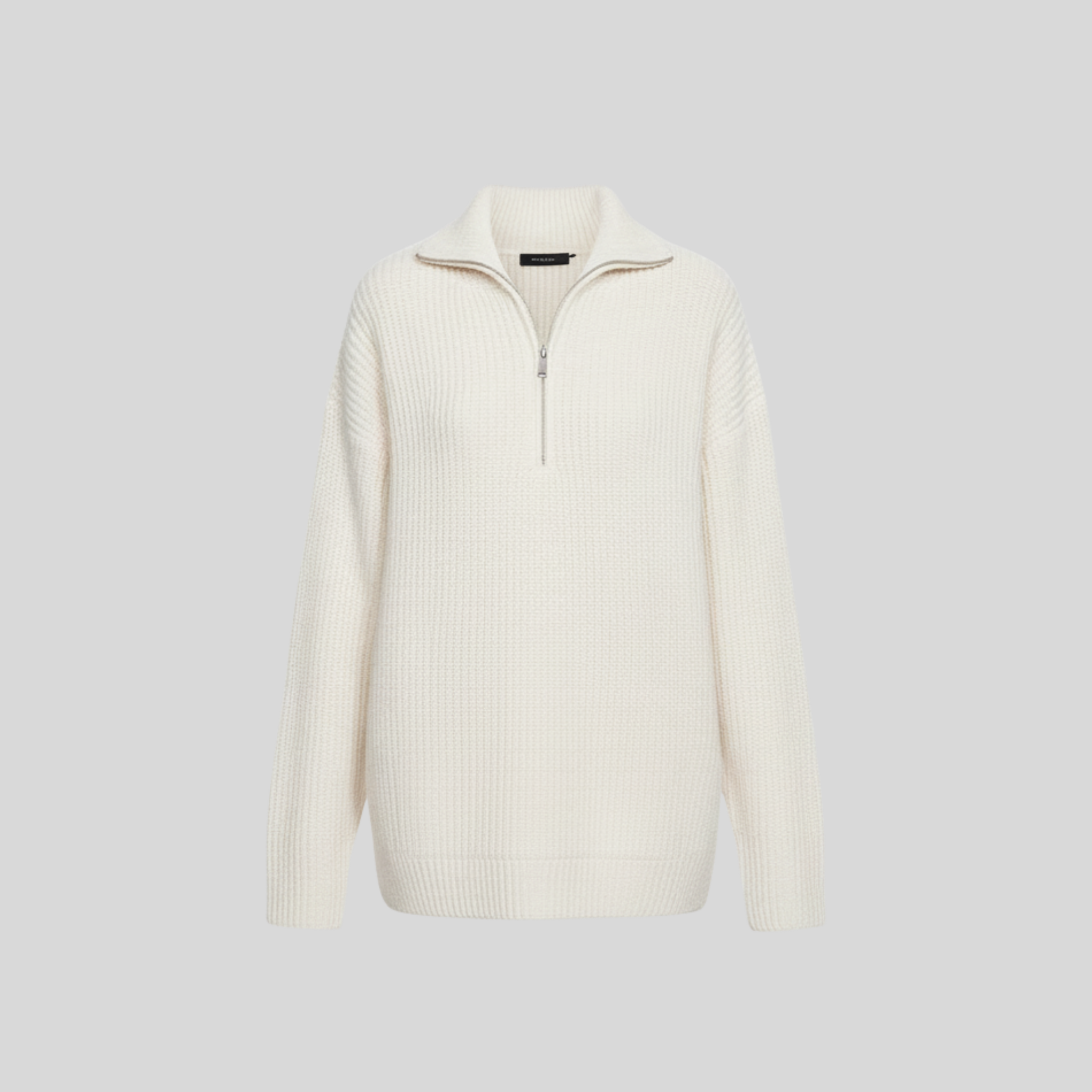 Calien & Carmel Fermuarlı Balıkçı Yaka Beyaz Kazak