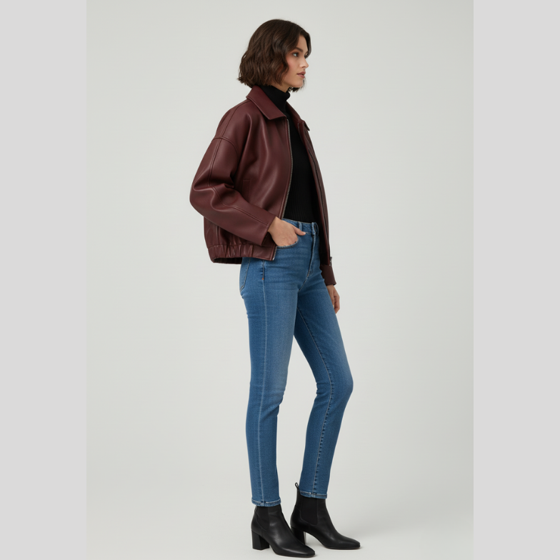 Calien&Carmel Bordo Artificial Deri Jackets