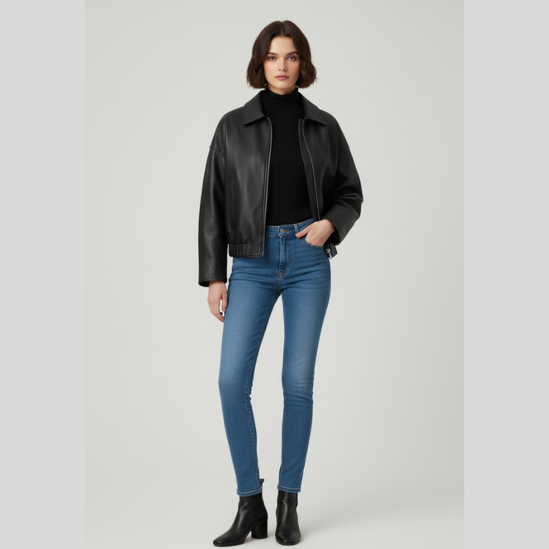 Calien&Carmel Siyah Artificial Deri Jackets