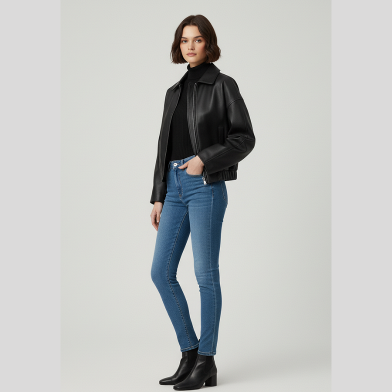 Calien&Carmel Siyah Artificial Deri Jackets