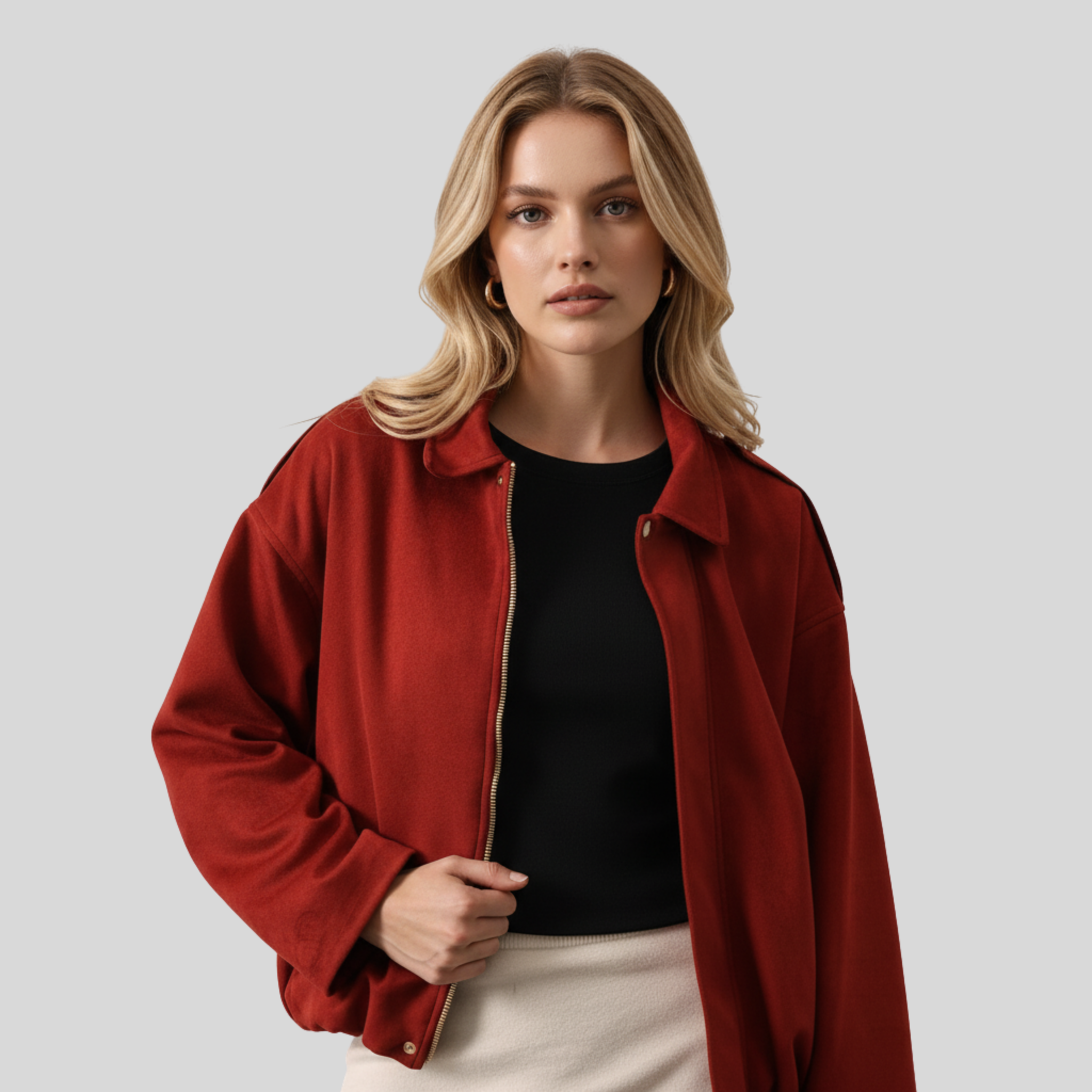 Calien&Carmel Bordo Süet Flight Ceket